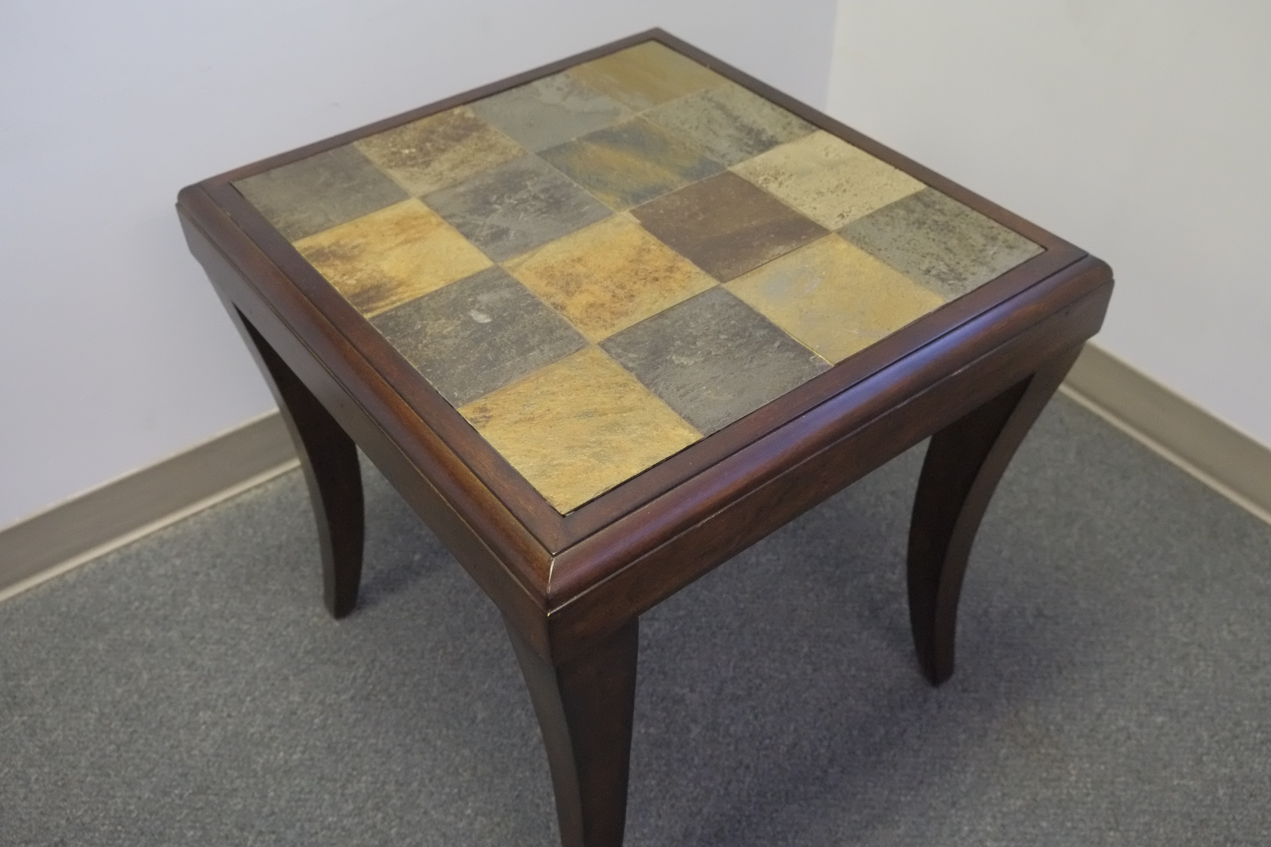 Mahogany End Table with Slate Inlay